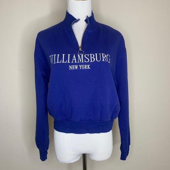Forever 21 Tops - Williamsburg New York Cropped 1/4 Zip Sweatshirt Sz Small